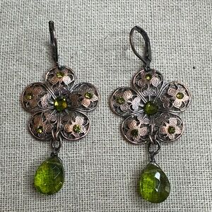 Elegant Floral Green Drop Earrings